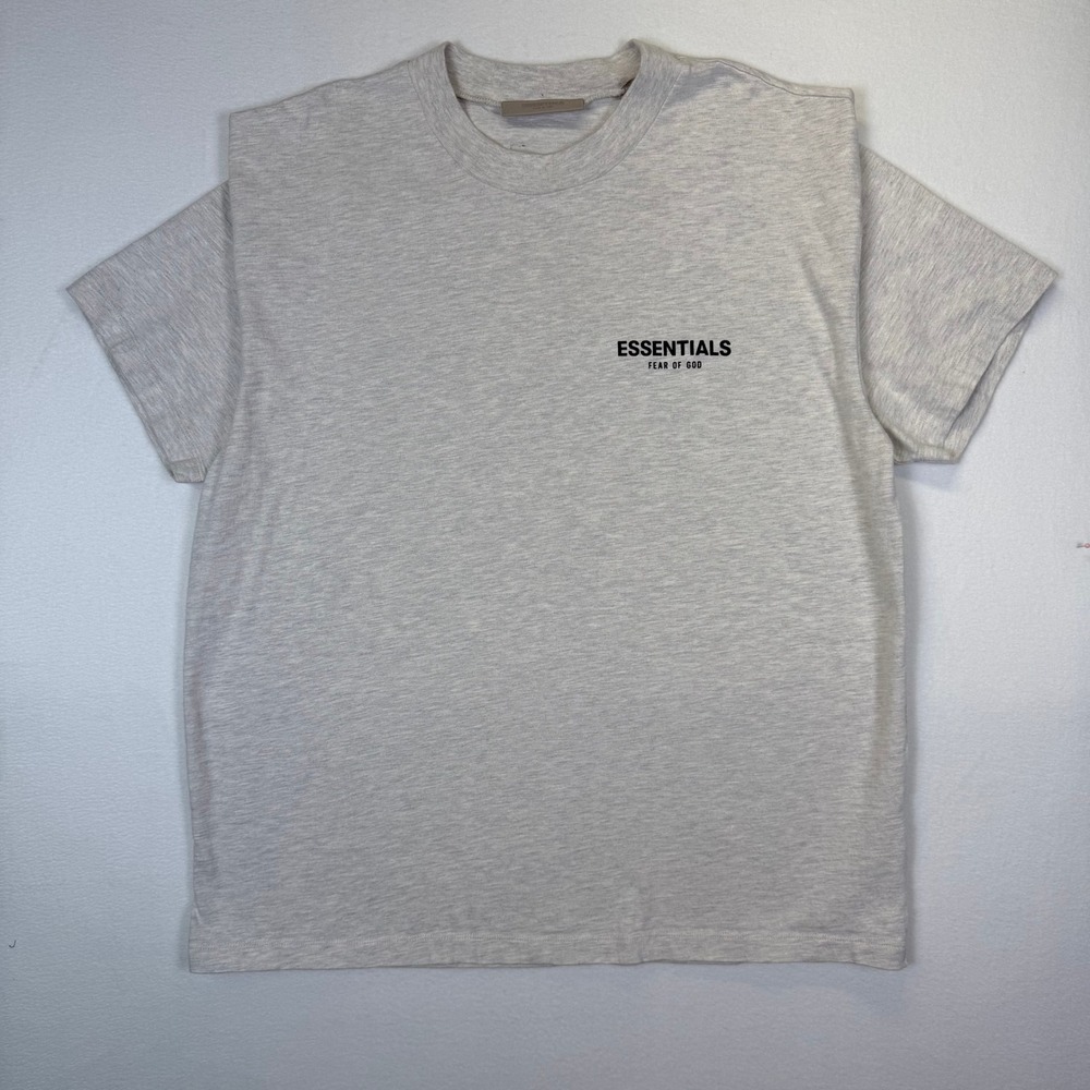 Essentials Fear of God Oatmeal Heather Logo Graphic T-Shirt Mens XL Boxy‎ Fit